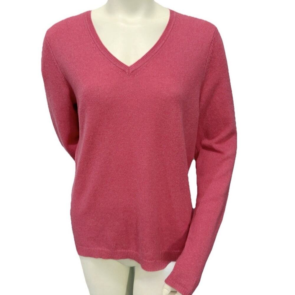 TAHARI 100% Cashmere Sweater Women’s XL Pink V-Neck Pure Luxe